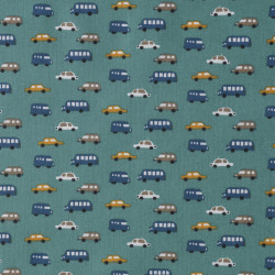 Algodón estampado LUIGI Verde veronés / Mostaza